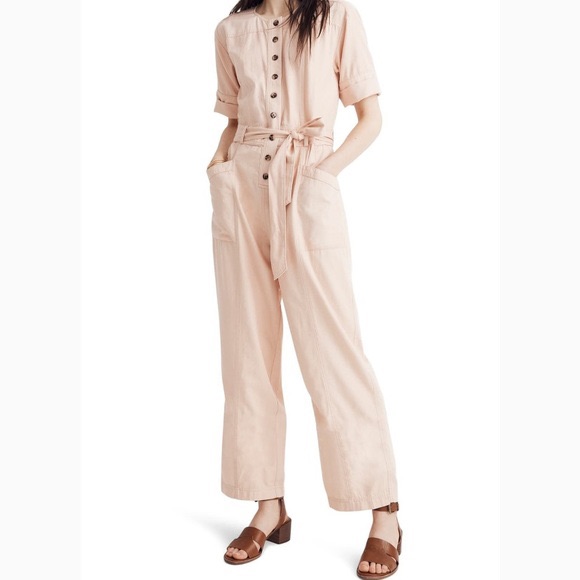 Madewell Peach Coveralls Jumpsuit Button Down